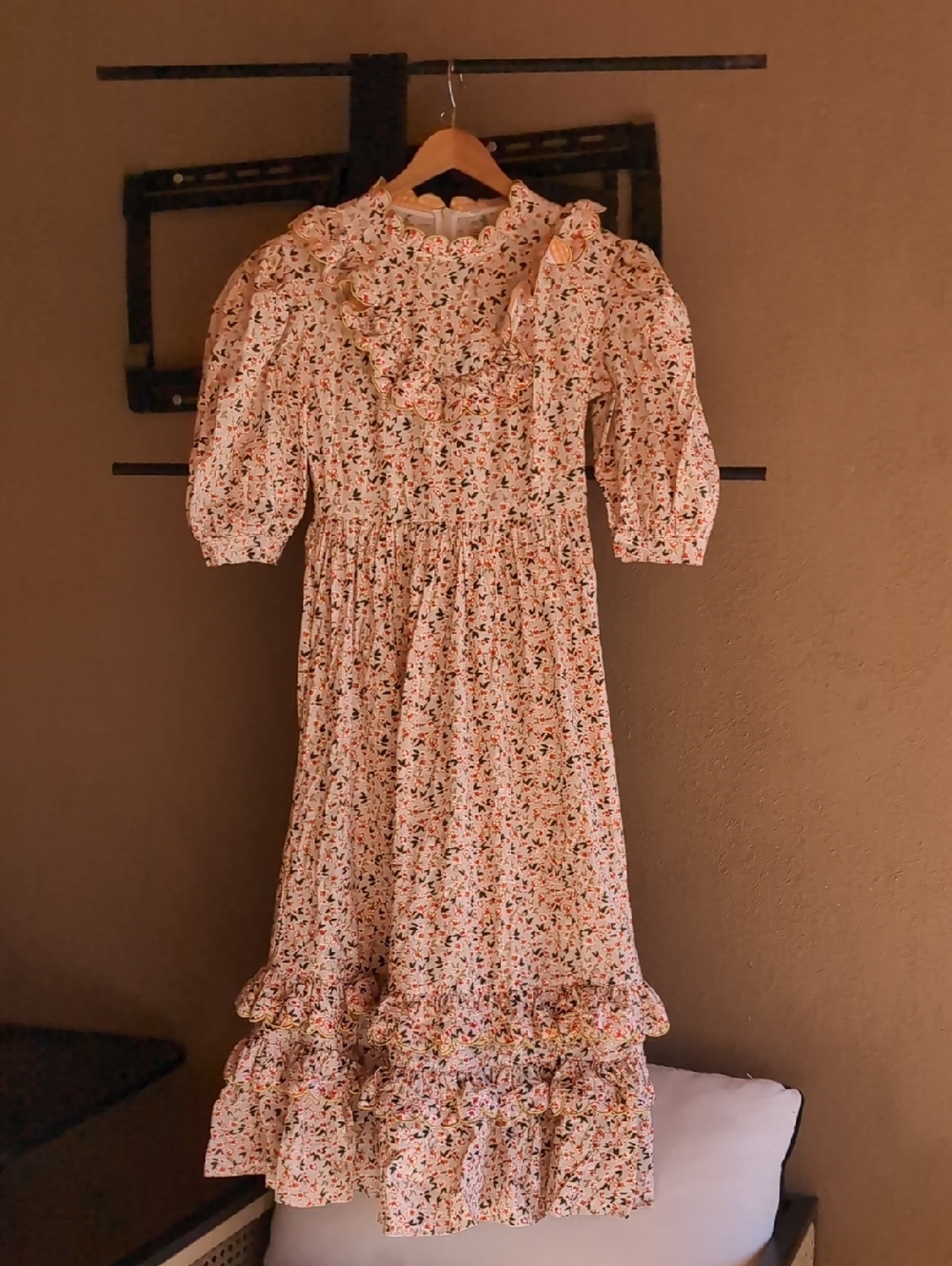 CeliaB Cream Floral Maxi Dress with Pink & Green Accents